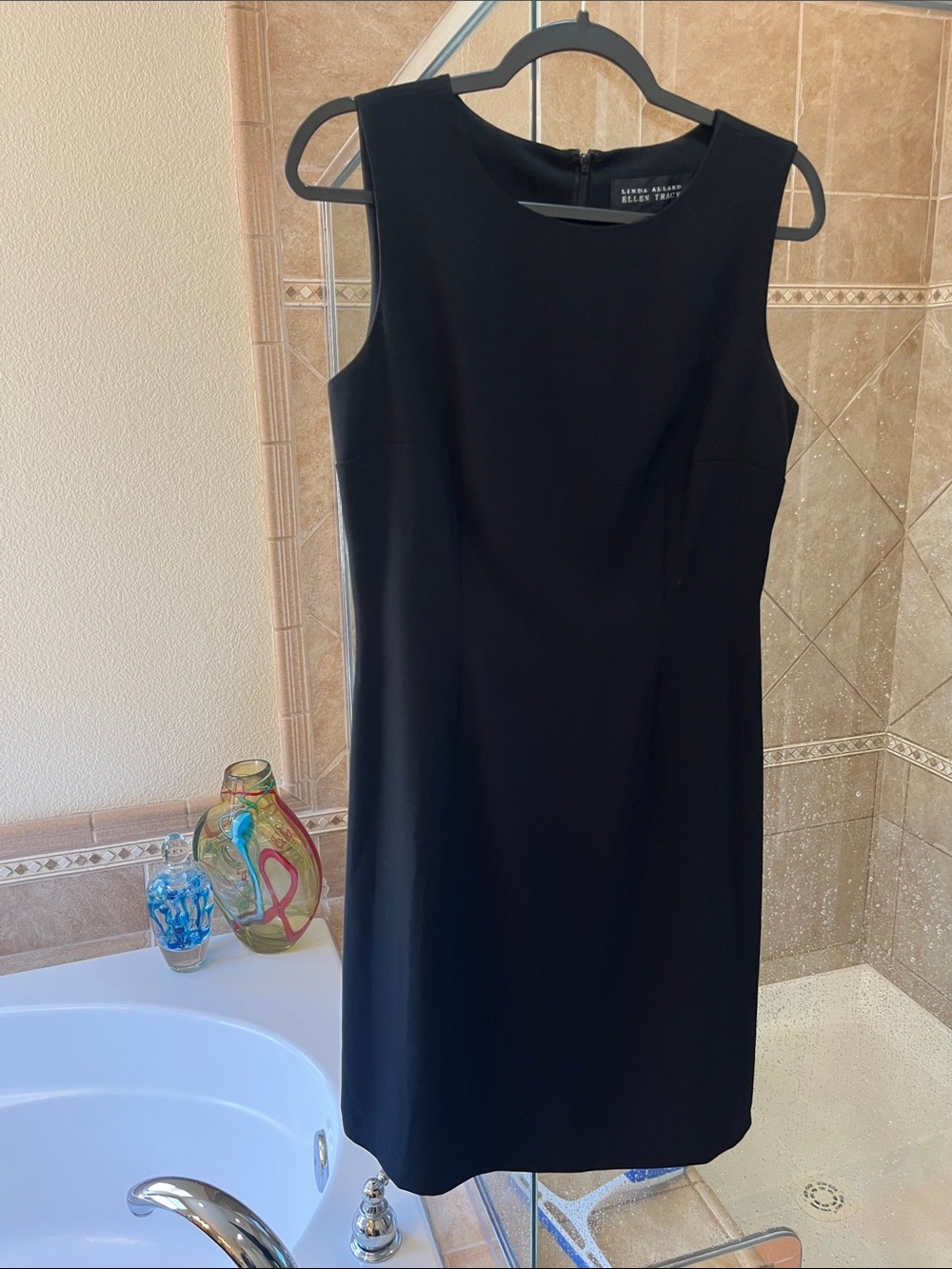 Ellen Tracy Black Sleeveless Midi Sheath Dress